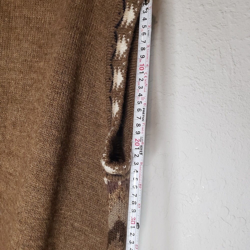 Inca 100% Alpaca Wool Vest Brown Patterned Women's Cardigan Open Front - Picture 7 of 8